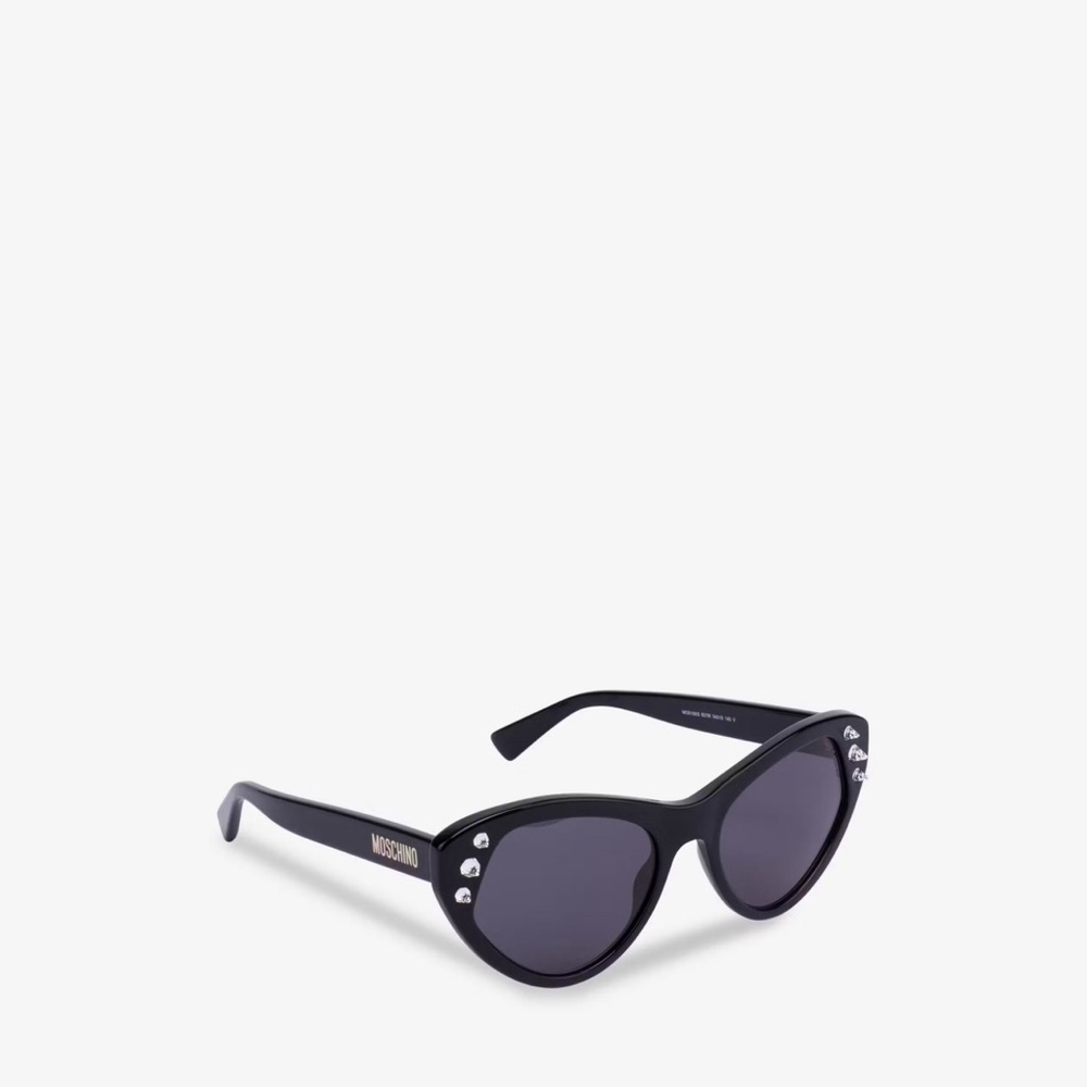 Moschino Black Cat-Eye Sunglasses with Studded Detail